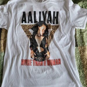 White Graphic T-Shirt with Aaliyah Print